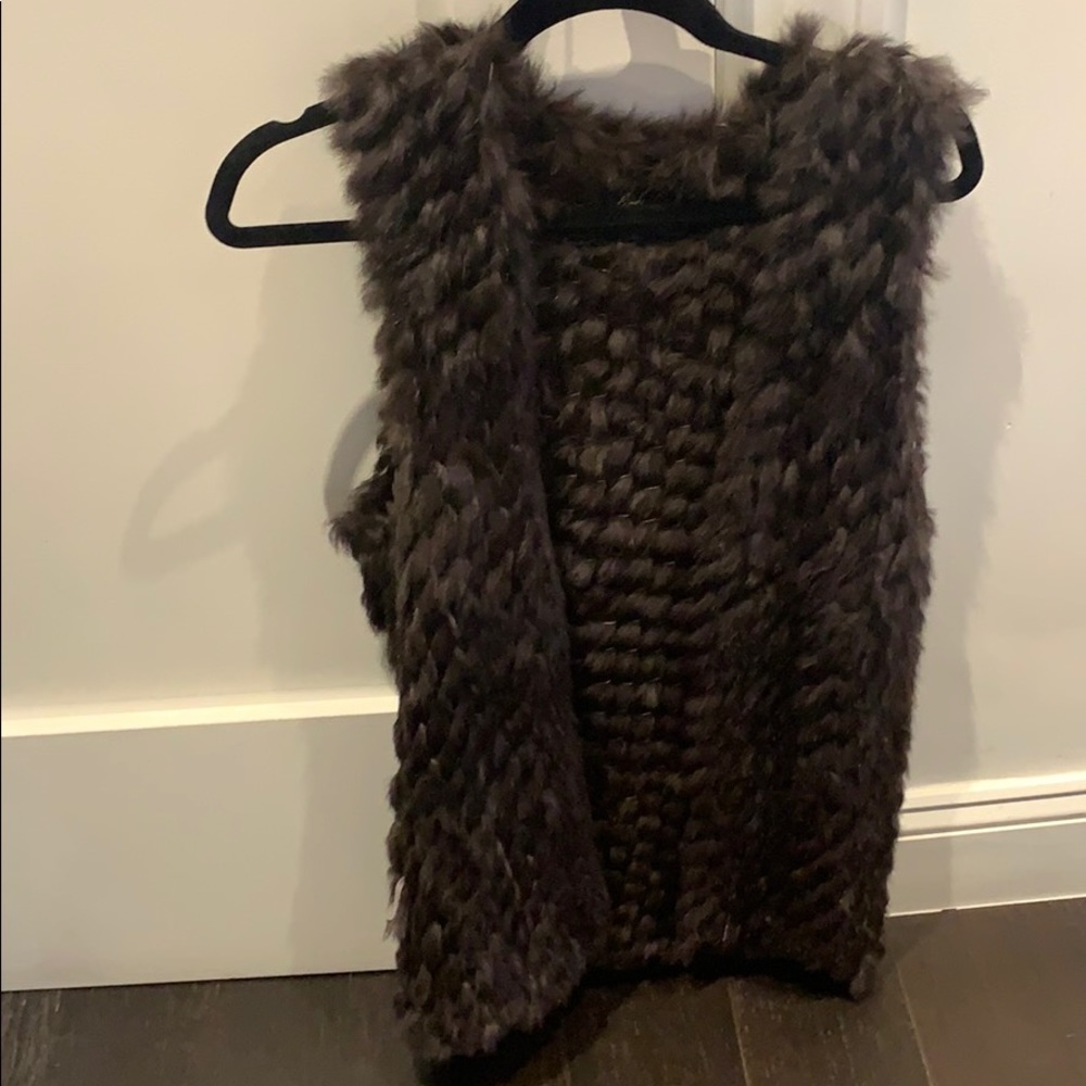 Brown Rabbit fur sown vest